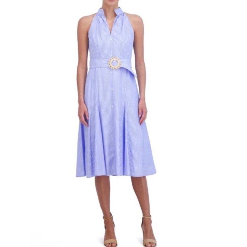 Eliza J Blue Striped Midi Dress